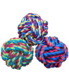 Wellbro Pet Chew Toy, Knots Weave Cotton Rope, Biting Small Ball for Dogs & Cats, 3 in One Pack
