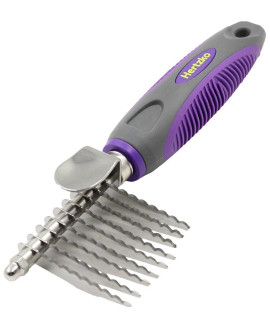 Hertzko Pet Dematting Comb for Dogs Cats - Undercoat Rake Grooming Brush with Safety Edges - Deshedding Tool Great for Cutting and Removing Dead, Matted, or Knotted Hair - Shedding Combs for Pets