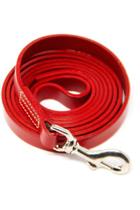 Logical Leather 6 Foot Dog Leash - Best for Training - Heavy Full Grain Leather Lead - Red