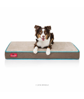 BRINDLE Waterproof Memory Foam Pet Bed - Removable and Washable Cover - 4 Inch Orthopedic Dog and Cat Bed - Fits Most Crates,Mocha Blue