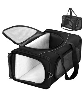 Petsfit Two-Way Placement Pet Carrier, Soft-Sided Cat Dog Carrier for Small Medium Cat Puppy up to 15 lbs, 19 x 12 x 9 Inches, Black