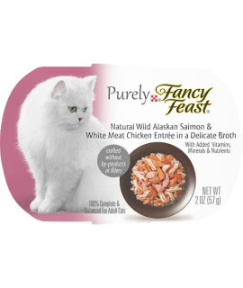 Purina Fancy Feast Natural Wet Cat Food, Purely Wild Alaskan Salmon & White Meat Chicken Entree - (10) 2 oz. Trays