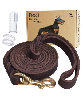 LWBMG Leather Dog Leash 8ft, Heavy Duty Dog Leash, Strong and Durable Leather Braided Dog Leash, Soft and Comfortable Leather Leash for Medium Large Dogs Training and Walking