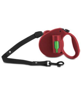 PAW Bio Retractable Leash with Green Pick-up Bags, Red