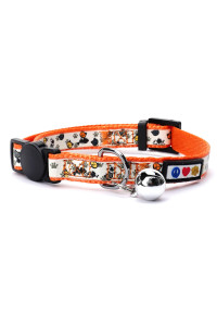 Pawtitas Glow in The Dark Cat Collar with Safety Buckle and Removable Bell Cat Collar Kitten Collar Orange Cat Collar