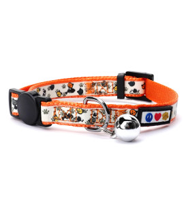 Pawtitas Glow in The Dark Cat Collar with Safety Buckle and Removable Bell Cat Collar Kitten Collar Orange Cat Collar