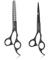 ShearsDirect Black Titainium Japanese Stainless Steel Scissors Cutting Shear and Tooth Thinner, 6.0 Inch, 4.4 Ounce