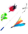 Pet Fit For Life Retractable Interactive Cat or Kitten Wand with 2 Feathers and 1 Soft Furry Combo