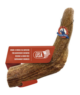Heartland Elk Antlers for Dogs - Grade A, Naturally Shed Antlers Dog Bones for Aggressive Chewers & Teething Puppies All Breeds Chew Toy USA Made & Veteran Owned (Whole: 7, Large, 1-Pack)