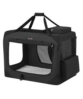 FEANDREA Dog Carrier, Folding Fabric Pet Carrier, 81 x 58 x 58 cm, Black