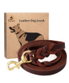 FAIRWIN Braided Leather Dog Training Leash 6 Foot - 5.6 Foot Military Grade Heavy Duty Dog Leash for Large Medium Small Dogs (M:5/8 x5.6ft, Brown) 004