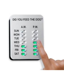 DID YOU FEED THE DOG? - Dog Feeding Reminder, The Original Feed Dog Reminder, Mountable Dog Fed Sign, Pet Feeding Reminder Kit with Magnets & Adhesives, Silver