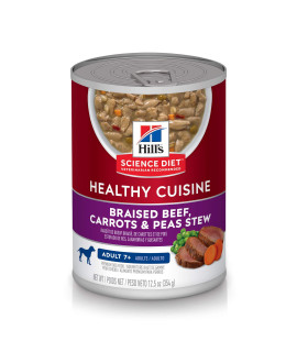 Hill's Science Diet Wet Dog Food, Adult 7+, Healthy Cuisine, Braised Beef, Carrots & Peas Stew, 12.5 oz. Cans, 12-Pack