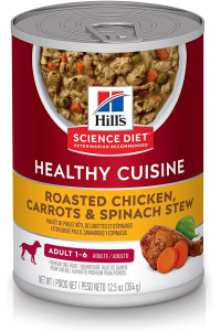 Hill's Science Diet Wet Dog Food, Adult, Healthy Cuisine, Roasted Chicken Carrots & Spinach, 12.5 oz. Cans, 12-Pack