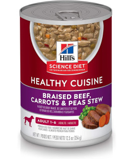 Hill's Science Diet Wet Dog Food, Adult, Healthy Cuisine, Braised Beef, Carrots & Peas Stew, 12.5 oz. Cans, 12-Pack