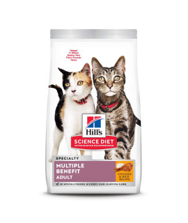 Hill's Science Diet Dry Cat Food, Adult, Multiple Benefit Chicken Recipe, 15.5 lb. Bag