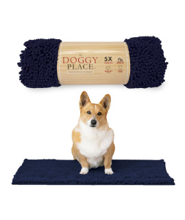 My Doggy Place Microfiber Dog Mat for Muddy Paws, 31 x 20 Navy Blue - Absorbent and Quick-Drying Dog Paw Cleaning Mat, Washer and Dryer Safe - Non-Slip Rubber Backed Dog Floor Mat, Medium