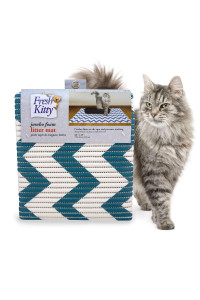 Fresh Kitty Durable XL Jumbo Foam Litter Mat - Phthalate and BPA Free, Water Resistant, Traps Litter from Box, Scatter Control, Easy Clean Mats - Chevron, Blue/White Chevron (9035)