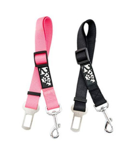 2PET Dog Seat Belt Strap Adjustable - Dog Car Seatbelt for All Dog Breeds & Sizes - Fits Seatbelt Latches of Most Car Makes Buckles- 21 to 32 Dog Seatbelt - Cheerful Pink, Pack of 2