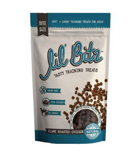 Lil' Bitz Flame Roasted Chicken Training Treats, Soft, Tasty, Grain-Free, Perfect for Training and Spoiling, Irresistible Aroma, Low Calories, Natural