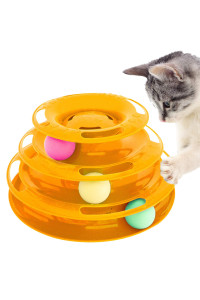 Purrfect Feline Titan's Tower, 3 Tier Cat Tower for Indoor Cats, Orange - Multi-Stage Interactive Cat Toy Ball Track with Anti-Slip Grips - Cat Tree Tower, Suitable for One or More Cats