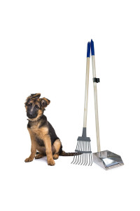 Spotty Wood Handle Pooper Scooper Durable Solid Metal Poop Tray with Rake 36.75 Long Handled Scoop Great for Large or Small Dogs No Assembly Required Better for The Environment Than Plastic