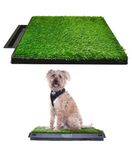 Downtown Pet Supply Dog Grass Pad with Tray, 20 x 25 w/Drawer - Outdoor and Indoor Potty System for Dogs with Replaceable Synthetic Grass Pee Turf - Portable and Waterproof Turf Dog Potty