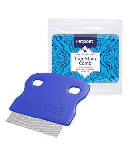 Petpost Tear Stain Remover Comb for Dogs - Extra Fine Tooth Rake Gently & Effectively Gets Rid of Crust, Mucus, and Gunk Around Your Shih Tsu or Maltese