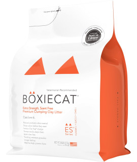Boxiecat Extra Strength Premium Clumping Cat Litter - Clay Formula Scent Free Multicat Ultra Clean Box, Probiotic Powered Odor Control, Hard Litter, 99.9% Dust