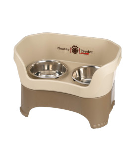Neater Feeder - Deluxe Model for Dogs - Mess-Proof Elevated Dog Bowls (Large Dog, Cappuccino) - Non-Tip, Spill Proof, Non-Skid Food & Water Bowls for Pets