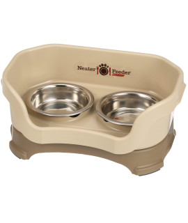 Neater Feeder - Deluxe Model for Cats - Mess-Proof Elevated Cats Bowls (Cappuccino) - Non-Tip, Spill Proof, Non-Skid Food & Water Bowls for Pets