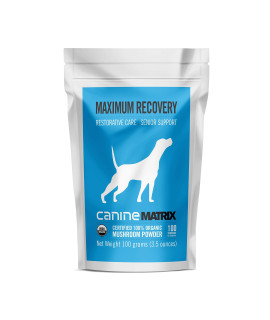 Mushroom Matrix Canine Organic Mushroom Powder Supplement Recovery and Senior Support, 100 Grams (Packaging May Vary)