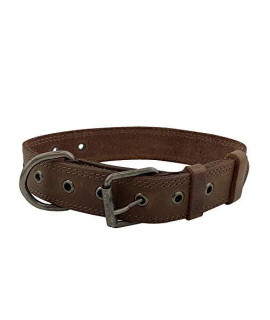 Hide & Drink, Rustic Leather Dog Collar for Medium Size Dog (12 to 21 in.) (1.25 in.) Wide, Handmade Includes 101 Year Warranty (Bourbon Brown)