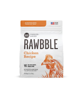 BIXBI Rawbble Freeze Dried Dog Food, Chicken Recipe, 12 oz - 98% Meat and Organs, No Fillers - Pantry-Friendly Raw Dog Food for Meal, Treat or Food Topper - USA Made in Small Batches