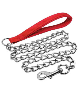 Berry Pet Premium 4.0 mm4 Foot Chain Heavy Duty Dog Leash - Red Soft Handle Lead - Perfect Training Leashes for Large & Medium Size Pets
