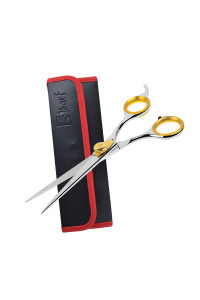 Sharf Gold Touch Pet Grooming Shear Straight Cat & Dog Grooming Scissors 6.5 Inch 440c Japanese Stainless Steel Pet Dog Shearing Scissors Animal Shears with Removable Comfort Rings