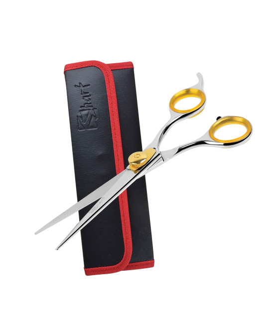 Sharf Gold Touch Pet Grooming Shear Straight Cat & Dog Grooming Scissors 6.5 Inch 440c Japanese Stainless Steel Pet Dog Shearing Scissors Animal Shears with Removable Comfort Rings