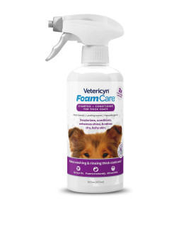 FoamCare Pet Shampoo for Thick Coats by Vetericyn Promotes Healthy Skin and Coat - Hypoallergenic with Aloe - Cleans, Moisturizes, and Conditions - Instant Foam Shampoo - 16-ounce