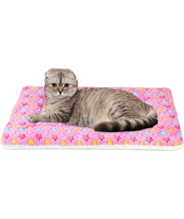 Mora Pets Cat Bed Dog Crate Pad Ultra Soft Pet Bed with Cute Star Print Washable Crate Mat for Small Dogs and Indoor Cats Reversible Fleece Dog Kennel Pad Cat Carrier Mat 14 x 17.5 inch Pink