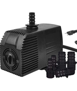 Simple Deluxe 400 GPH Submersible Pump(1500L/H 54W) with 15' Cord for Fish Tank, Hydroponics, Fountains, Ponds, Statuary, Aquariums, Black