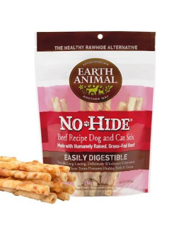 EARTH ANIMAL No Hide Stix Beef Flavored Natural Rawhide Free Dog Chews Long Lasting Dog Chew Sticks Dog Treats for Small Dogs and Cats Great Dog Chews for Aggressive Chewers (1 Pack)