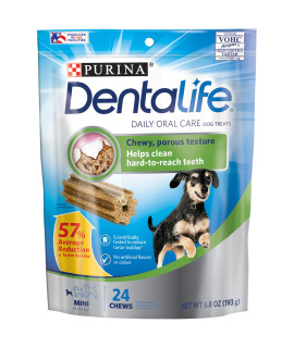 Purina DentaLife Made in USA Facilities Toy Breed Dog Dental Chews, Daily Mini - 24 Treats