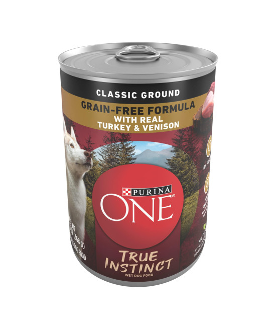 Purina ONE Natural Classic Ground Grain Free Wet Dog Food, True Instinct With Real Turkey and Venison - 13 oz. Can