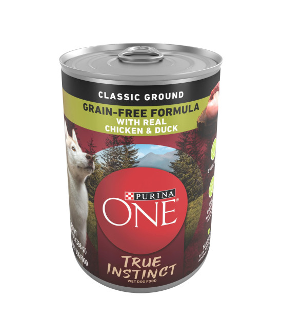 Purina ONE Classic Ground Natural Grain Free Wet Dog Food, True Instinct with Real Chicken and Duck - 13 Oz. Can