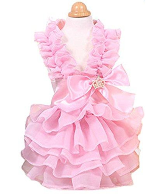 MaruPet Fashion Sweet Puppy Dog Love Printed Princess Skirt Pet Dog Pleated Camisole Tutu Dress Pink M