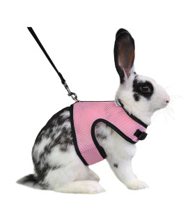 Niteangel Adjustable Soft Harness with Elastic Leash for Rabbits (L, Pink)