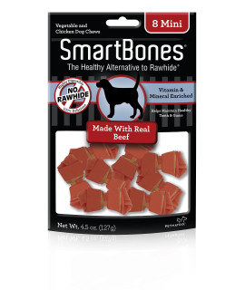 SmartBones SBB-02300 Mini chews With Real Beef, Rawhide-Free chews For Dogs,Mini-8 piecespack