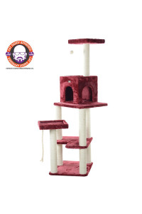 Armarkat Real Wood Cat Tower, Ultra thick Faux Fur Covered Cat Condo House A6902B, Burgundy;
