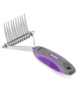 Hertzko Pet Undercoat Dematting Comb for Dogs Cats - Dematting Rake Grooming Brush with Safety Edges - Deshedding Tool Great for Cutting and Removing Dead, Matted or Knotted Hair, Shedding Combs