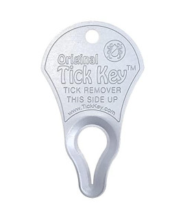 The Original Tick Key - Tick Detaching Device - Portable, Safe and Highly Effective Tick Detaching Tool (Silver)